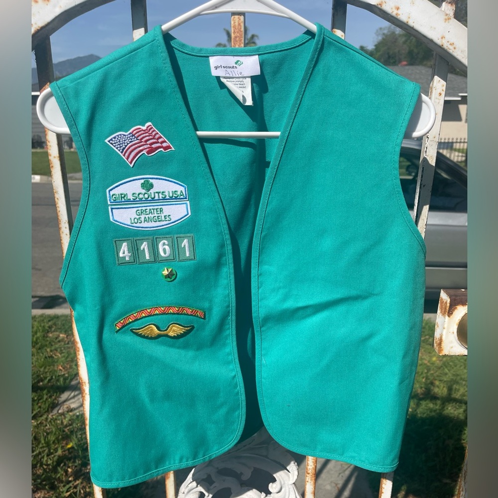 Girl Scouts Vest Teal Green Patch Vest